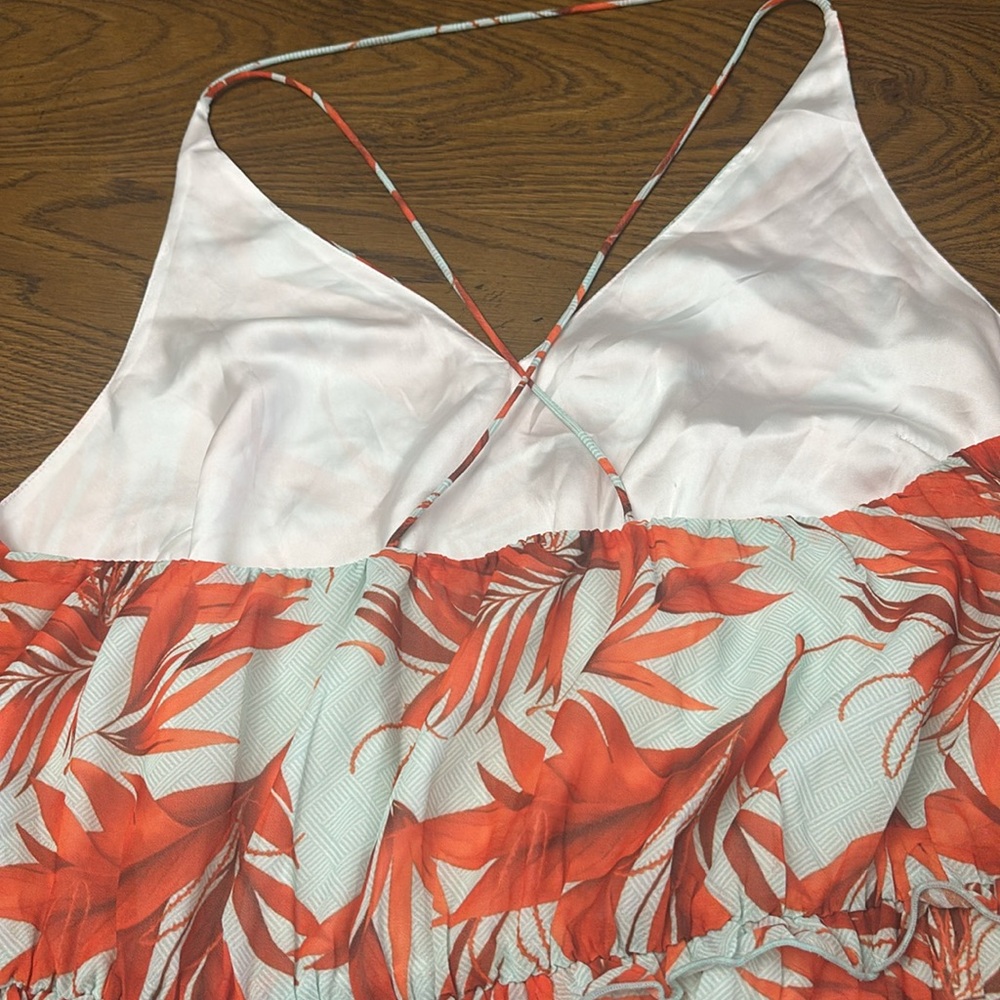 H &M Orange & Pale Green Palm Maxi Dress - Picture 2 of 12